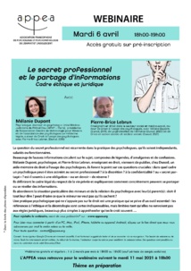 Le secret professionnel et le partage d'informations - Cadre éthique et juridique