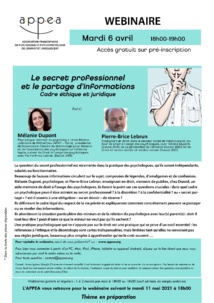 Le secret professionnel et le partage d'informations - Cadre éthique et juridique Le secret professionnel et le partage d'informations - Cadre éthique et juridique