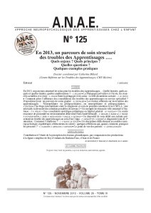 Un parcours structuré des troubles des apprentissages, ANAE, n°125, parution déc. 2013 Un parcours structuré des troubles des apprentissages, ANAE, n°125, parution déc. 2013