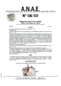 Bilingue un jour, bilingue pour toujours - aspects neuro-cognitifs, ANAE 2015