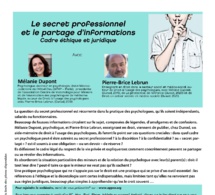 Le secret professionnel et le partage d'informations - Cadre éthique et juridique